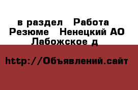  в раздел : Работа » Резюме . Ненецкий АО,Лабожское д.